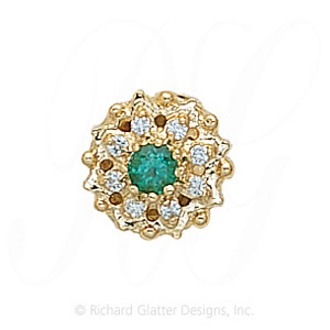 GS087 E/D - 14 Karat Gold Slide with Emerald center and Diamond accents 